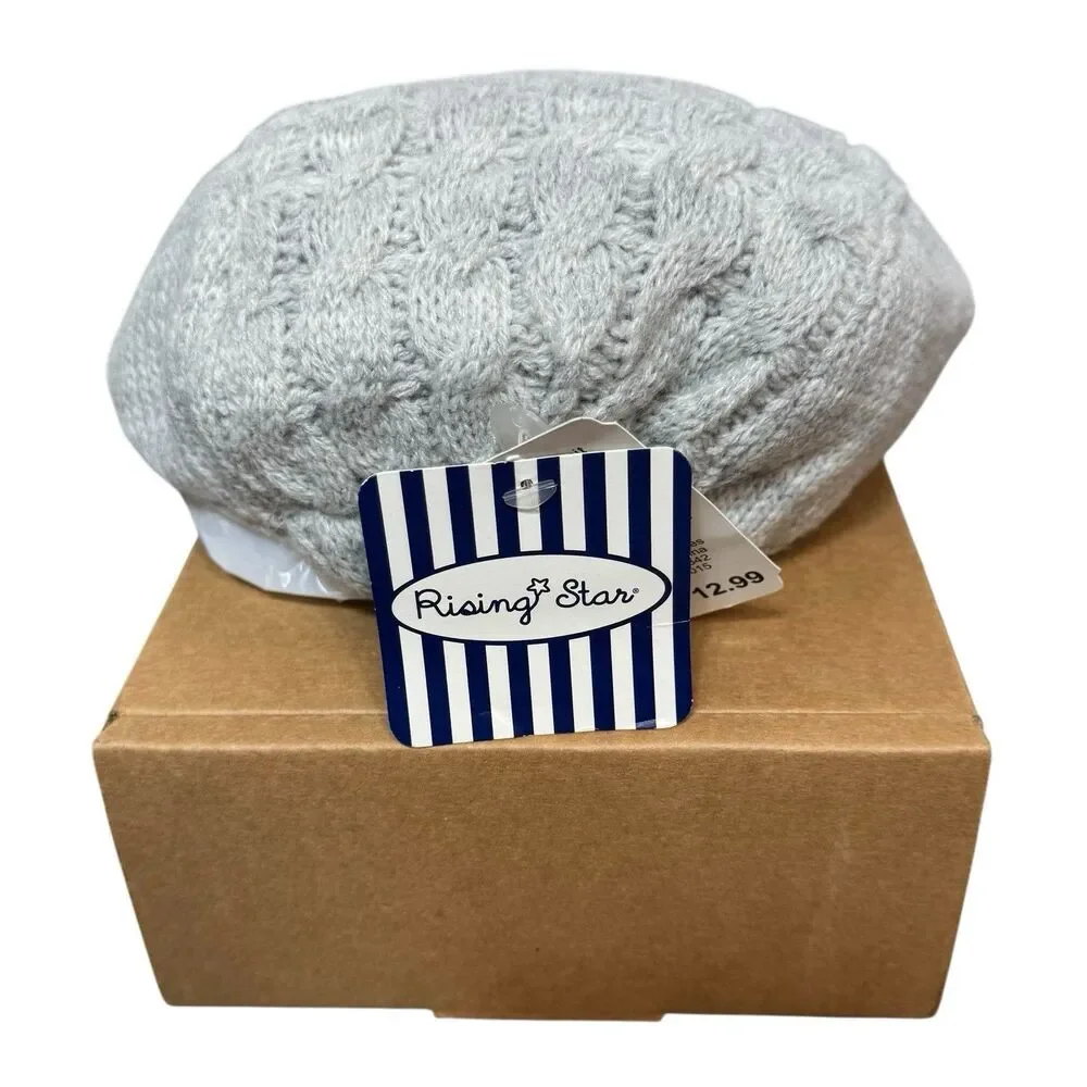 Cable Knit‎ Flat Cap Toddler Boys Gray Newsboy Cabbie Driver Hat Outdoor NWT